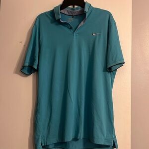 Nike Golf Dri-Fit Men's Aqua Standard Fit‎ Polo Shirt Short Sleeve Blue SZ L